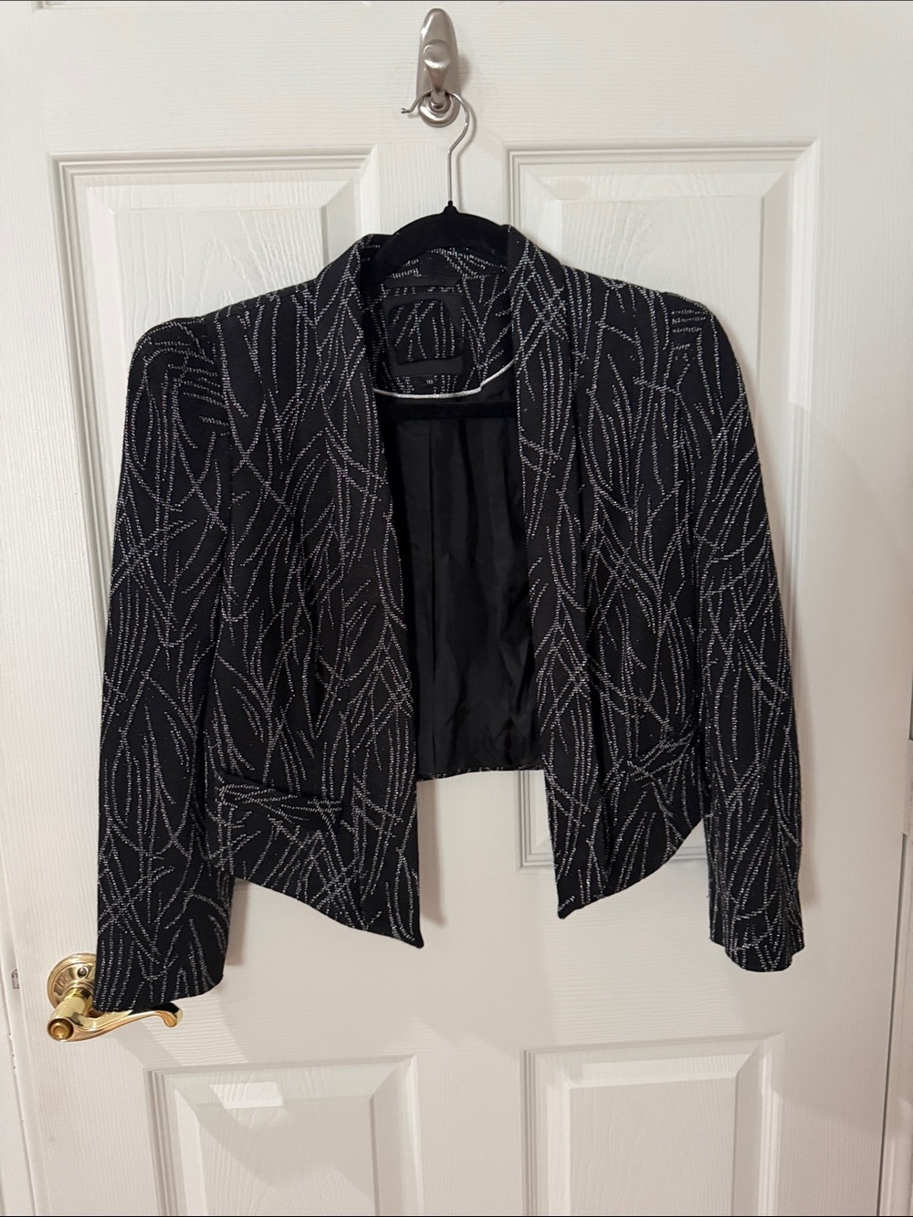 WOMEN Black Cropped Evening Jacket with Silver Stitching river island UK10